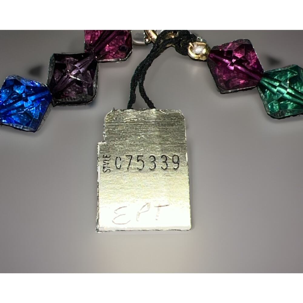 Barbara Lewis Multi‑Color Kinetic Necklace Gold‑Tone 4 Spinning Stones C753339 - Picture 6 of 11